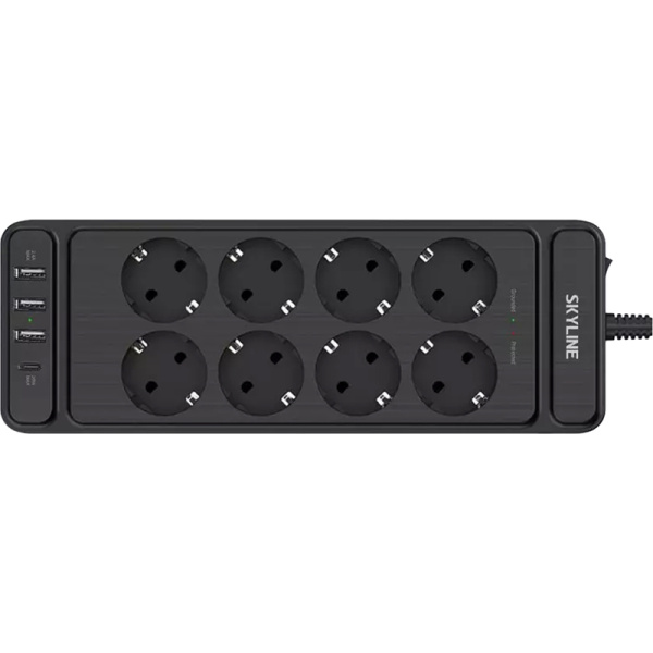 Сетевой фильтр Skyline USP-830 на 8 розеток + 3 USB 3 метра чёрный  (S00003693)