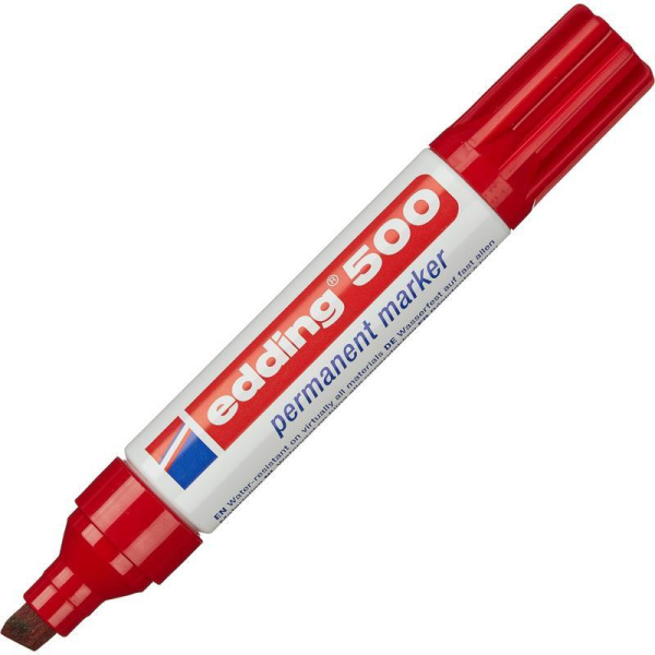 Маркер перманентный Edding 500/2 красный (толщина линии 2-7 мм) скошенный наконечник