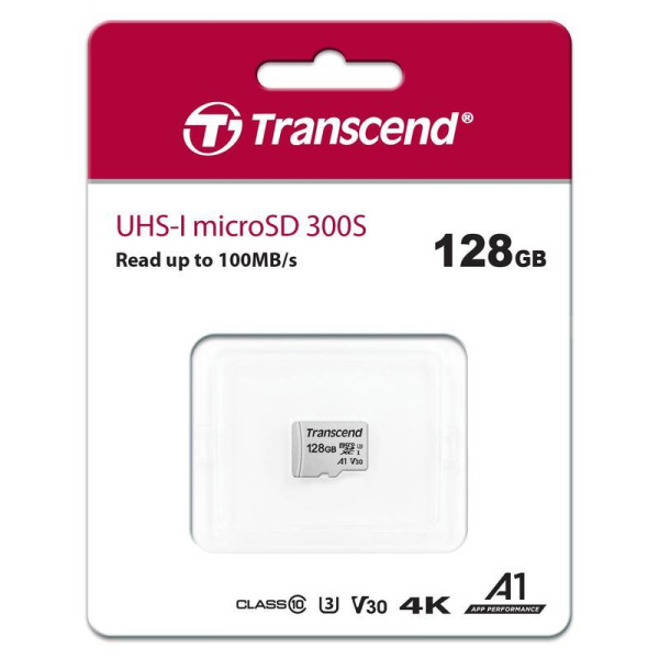 Карта памяти 128 ГБ microSDXC Transcend 300S Class 10 UHS-I (TS128GUSD300S)