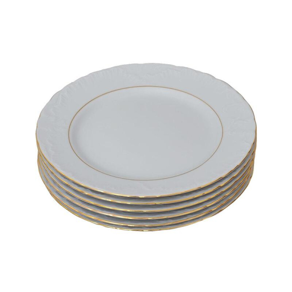 Тарелка обеденная фарфоровая Repast Rococo диаметр 25 см белая 6 штук в  упаковке (артикул производителя 59846)