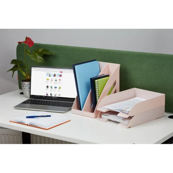 Лоток горизонтальный для бумаг Комус Ницца пластиковый розовый