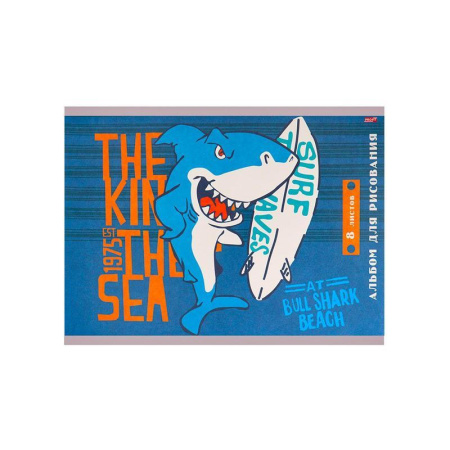 Альбом для рисования Проф-пресс Акула-серфер А4 8 листов