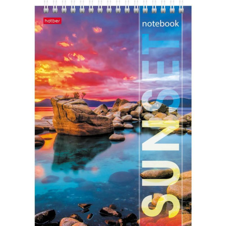 Блокнот Hatber Прекрасные закаты А5 80 листов в ассортименте в клетку на  спирали (146х211 мм)