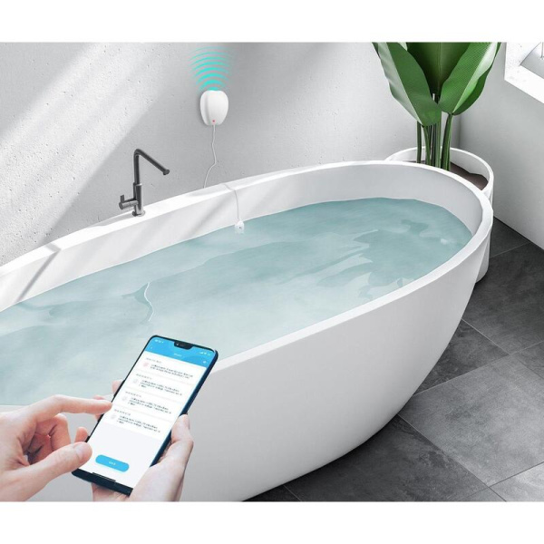 Датчик протечки воды MOES WIFi Water Leakage Detector белый беспроводной  (WSS-JM-WL-A)