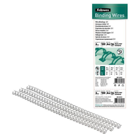 Пружины для переплета металлические Fellowes 6 мм черные (100 штук в упаковке)