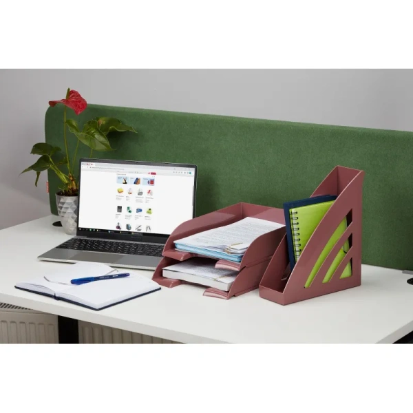 Лоток горизонтальный для бумаг Комус Ницца пластиковый бордовый