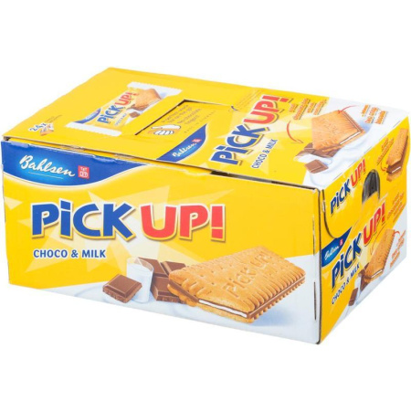Печенье -сэндвич Pick-up choco&amp;milk с плиточкой шоколада 24шт*28г