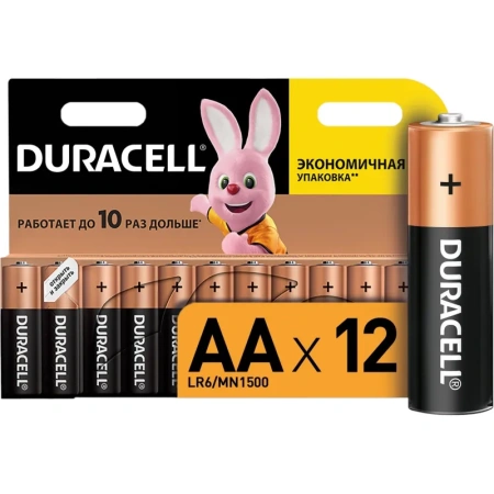 Батарейки Duracell Basic пальчиковые АА LR6 (12 штук в упаковке)