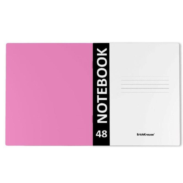 Тетрадь общая ErichKrause Neon А5+ 48 листов в клетку на скрепке  (обложка розовая)