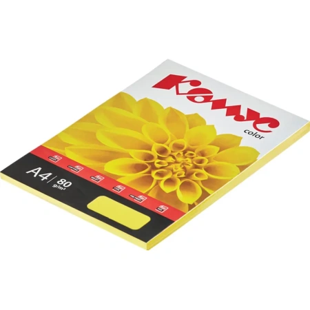 Бумага цветная для печати Комус Color лимон интенсив (А4, 80 г/кв.м, 100  листов)