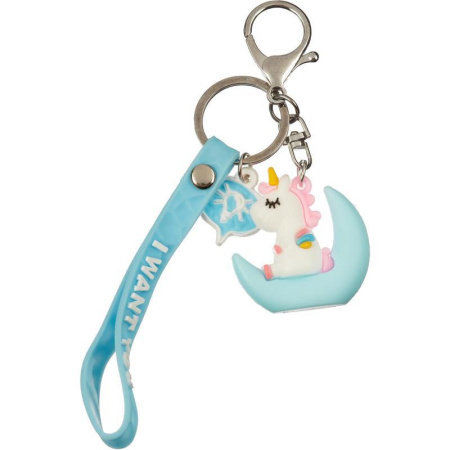 Брелок Единорог на луне белый/голубой 4.5x4.5 см