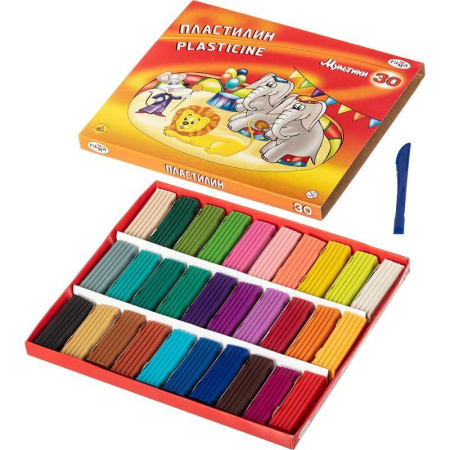 Пластилин Гамма Мультики 30 цветов 600 г со стеком