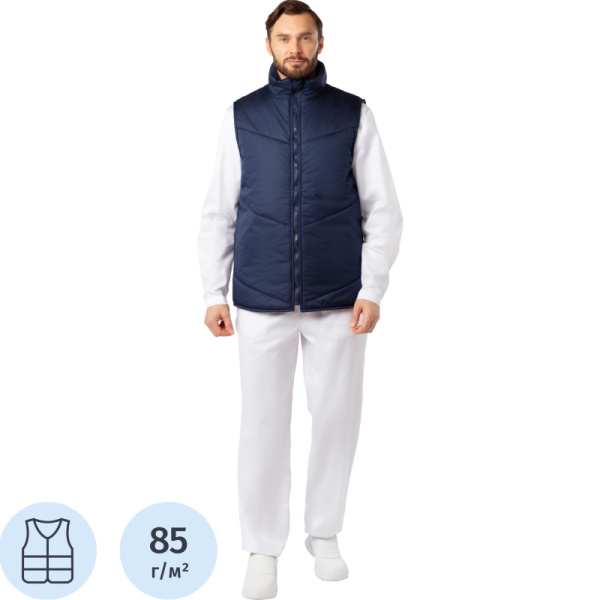 Жилет для пищевого производства у17-ЖЛ ХАССП внешний синий дюспо  утеплённый (размер 56-58, рост 170-176)