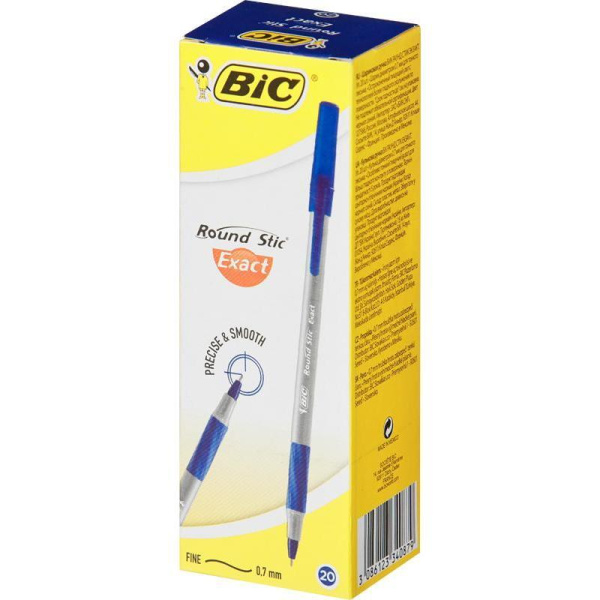 Ручка шариковая BIC Round Stic Exact синяя (толщина линии 0.35 мм)