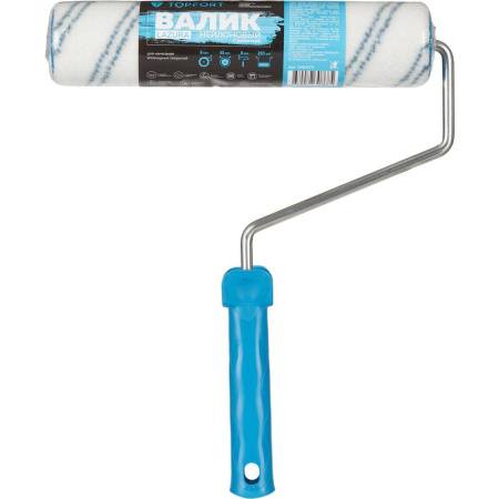 Валик малярный с ручкой TOPFORT Lazura 250 мм нейлон ворс 6 мм