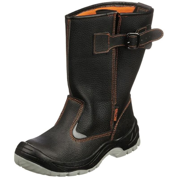 Сапоги рабочие Мистраль ПУ-ТПУ из натуральной кожи с металлическим  подноском черный (размер 37)