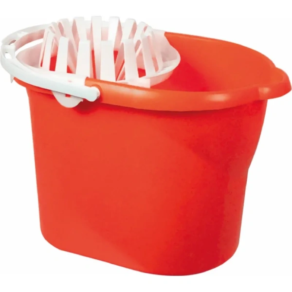 Ведро с отжимом SYR Easy Squeezy 14 л пластик красное (сливной носик)