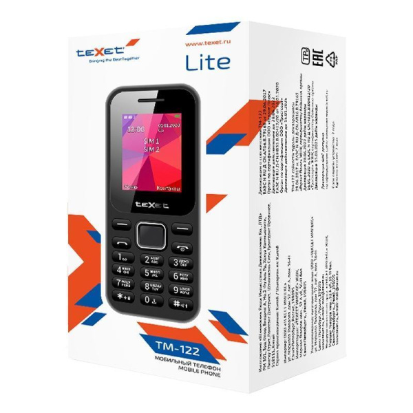 Мобильный телефон teXet TM-122 черный