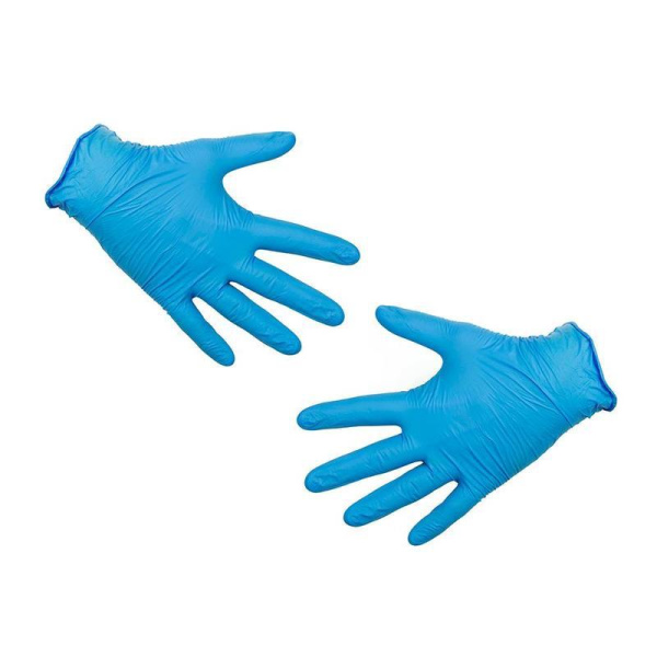 Перчатки одноразовые Klever нитриловые неопудренные голубые (размер 7,   S, 100 штук/50 пар в упаковке)