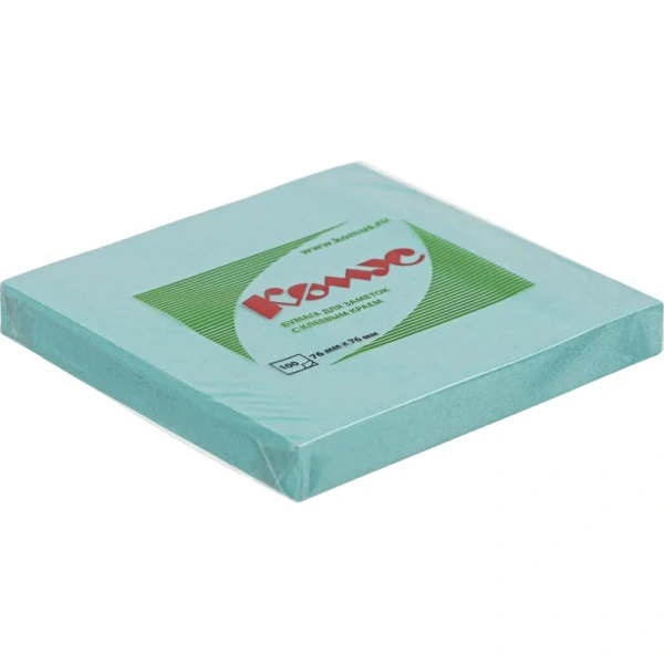 Стикеры Комус 76x76 мм пастельные голубые (1 блок, 100 листов)