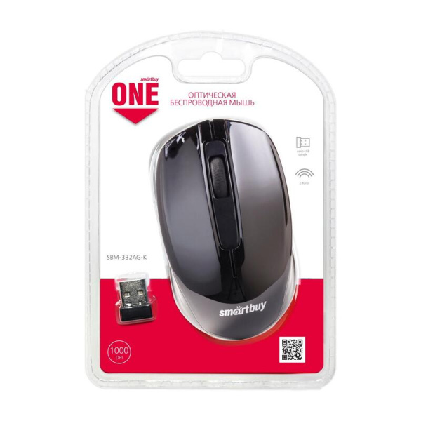 Мышь беспроводная Smartbuy One 332 черная (SBM-332AG-K)
