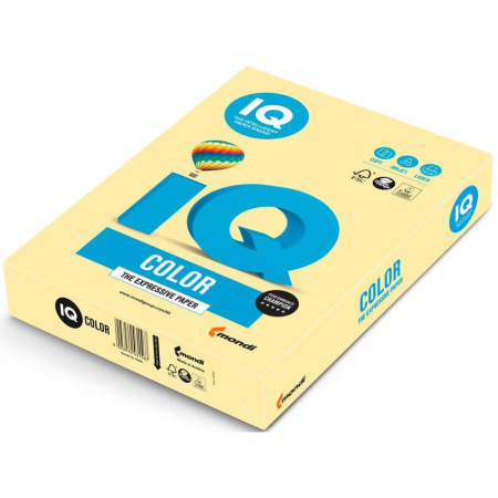 Бумага цветная IQ Color (А4, 160 г/кв.м, YE23-желтый, 250 листов)