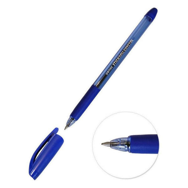 Ручка шариковая неавтоматическая Penac Stick Ball Crystal синяя (толщина  линии 0.35 мм)