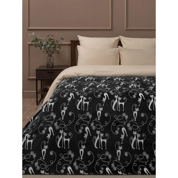 Плед Texrepublic Absolute flannel фланель 200x220 см черный/белый