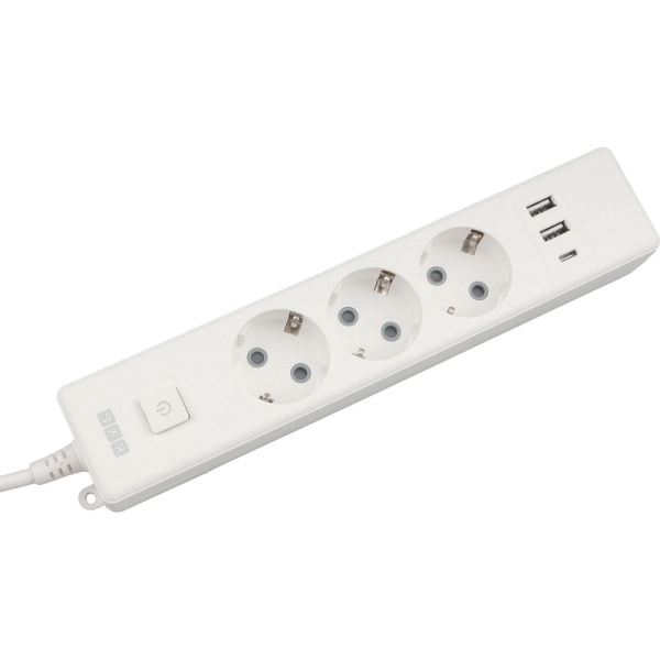 Удлинитель Power Cube 3 розетки + USB 1.9 м с заземлением и выключателем  (PC-5-2M)