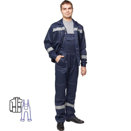 Костюм рабочий летний мужской л22-КПК с СОП темно-синий (размер 56-58, рост 170-176)