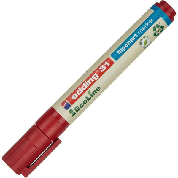 Маркер для бумаги для флипчартов Edding 31/2 Ecoline красный (толщина линии 1.5-3 мм) круглый наконечник
