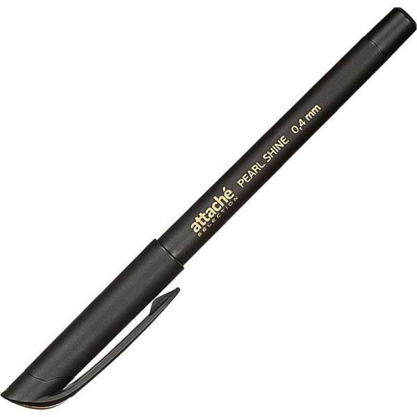 Ручка шариковая Attache Selection Pearl Shine синяя (черный корпус, толщина линии 0.4 мм)