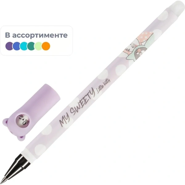 Ручка гелевая со стираемыми чернилами M&G So Many Cats синяя  (толщина линии 0.35 мм, AKPC5277)