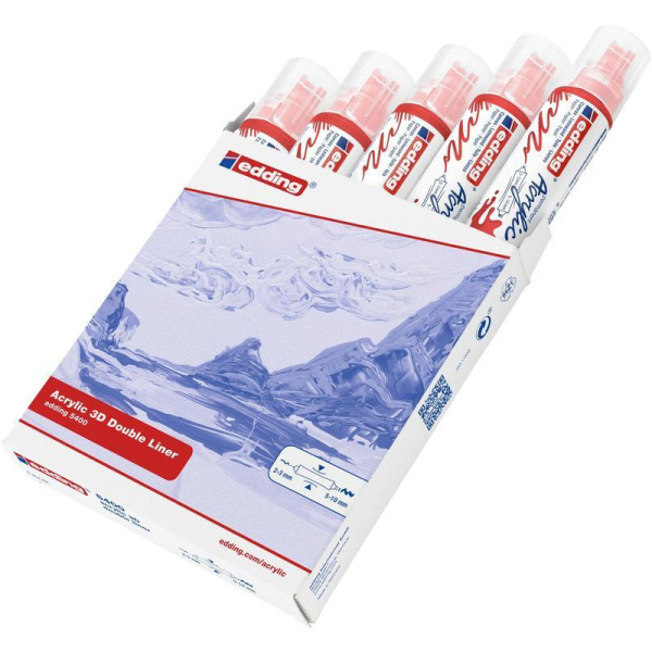 Маркер-аппликатор акриловый двусторонний 3D Edding 5400 красный (толщина линии 2-3 и 5-10 мм)