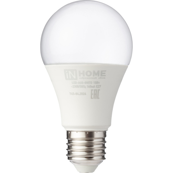 Фитолампа In Home LED-A60-ФИТО красно-синего спектра 15 Вт Е27