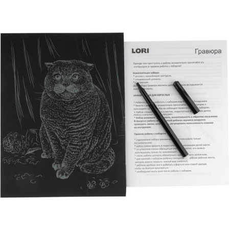 Гравюра LoriБританская кошка  с серебряным эффектом 18х24см Гравюра LoriБританская кошка  с серебряным эффектом 18х24см