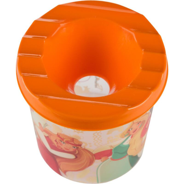 Емкость для воды (стакан-непроливайка) Комус Три богатыря крышка  оранжевая корпус с рисунком