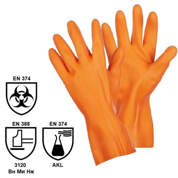 Перчатки Mapa Alto/Industrial 299 из латекса оранжевые (размер 7, пер481007)