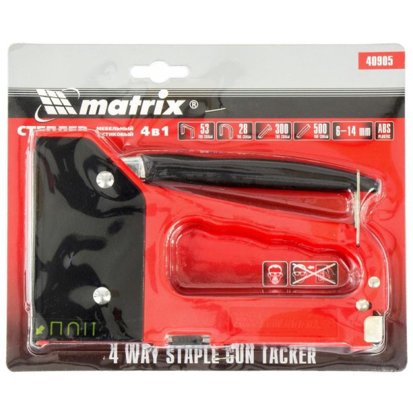 Степлер строительный 4 в 1 пластиковый 6-14 мм Matrix (40905)