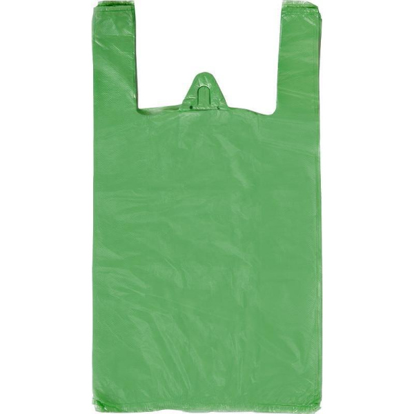 Пакет-майка Знак Качества ПНД зеленый 35 мкм (42+18x68 см, 50 штук в упаковке)