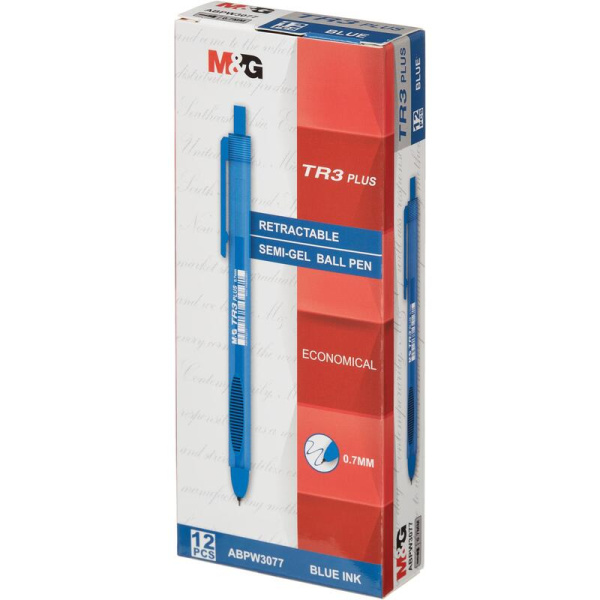 Ручка шариковая автоматическая M&G TR3 Plus синяя (толщина линии  0.5 мм)