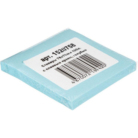 Стикеры 76x76 мм пастельные голубые (1 блок, 100 листов)