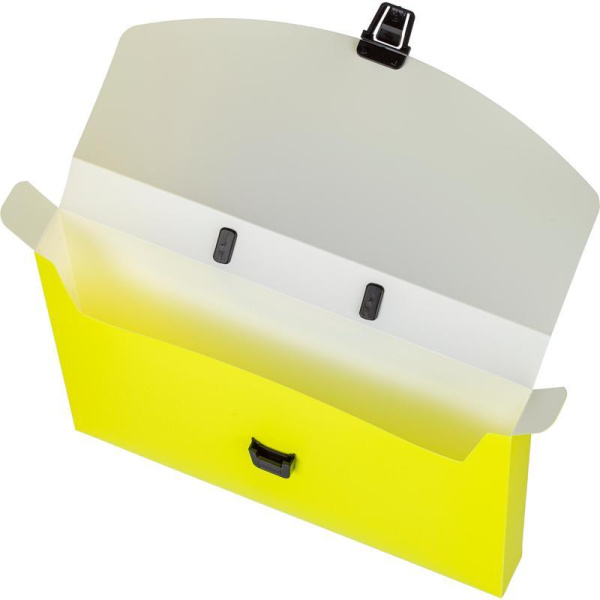 Папка-портфель пластиковая Attache Neon А4 желтая (335x230 мм, 1  отделение)