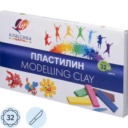 Пластилин классический Луч Классика 32 цвета 640 грамм Пластилин классический Луч Классика 32 цвета 640 грамм