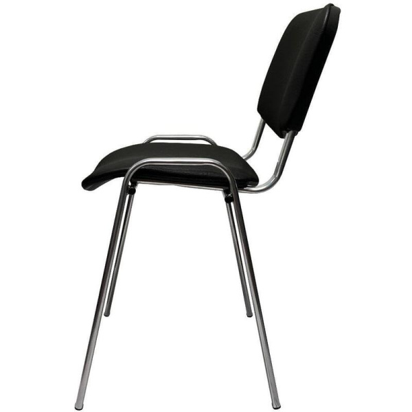 Стул офисный Easy Chair черный (искусственная кожа, металл с имитацией  под хром)