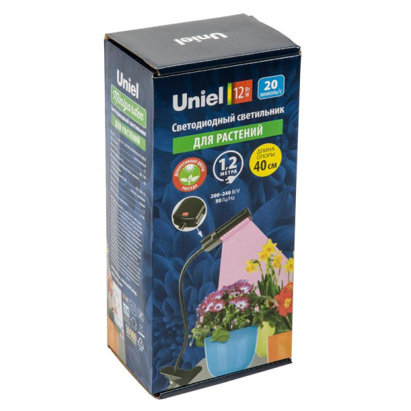 Фитосветильник Uniel ULT-P31-12W/SPLE/40 IP40 BLACK SINGLE полного  спектра 12 Вт (UL-00009250)