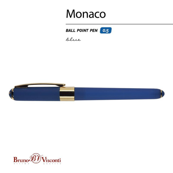 Ручка шариковая неавтоматическая Bruno Visconti Monaco синяя   (темно-синий корпус, толщина линии 0.4 мм)