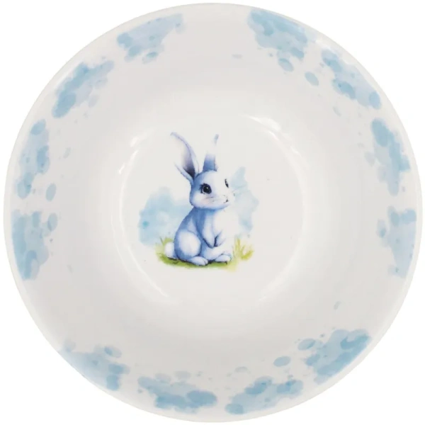 Салатник фарфоровый Дулевский фарфоровый завод Круглый Зайка 14.7 см 360  мл разноцветный (40 штук в упаковке)