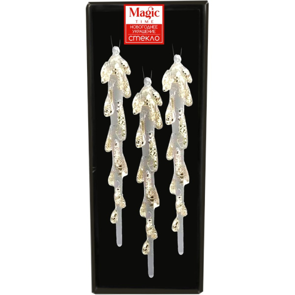 Набор елочных игрушек Magic Time стекло серебристое (высота 14 см)
