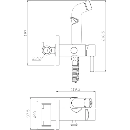 Смеситель встраиваемый Balear 13142BL с гигиеническим душем (хром)